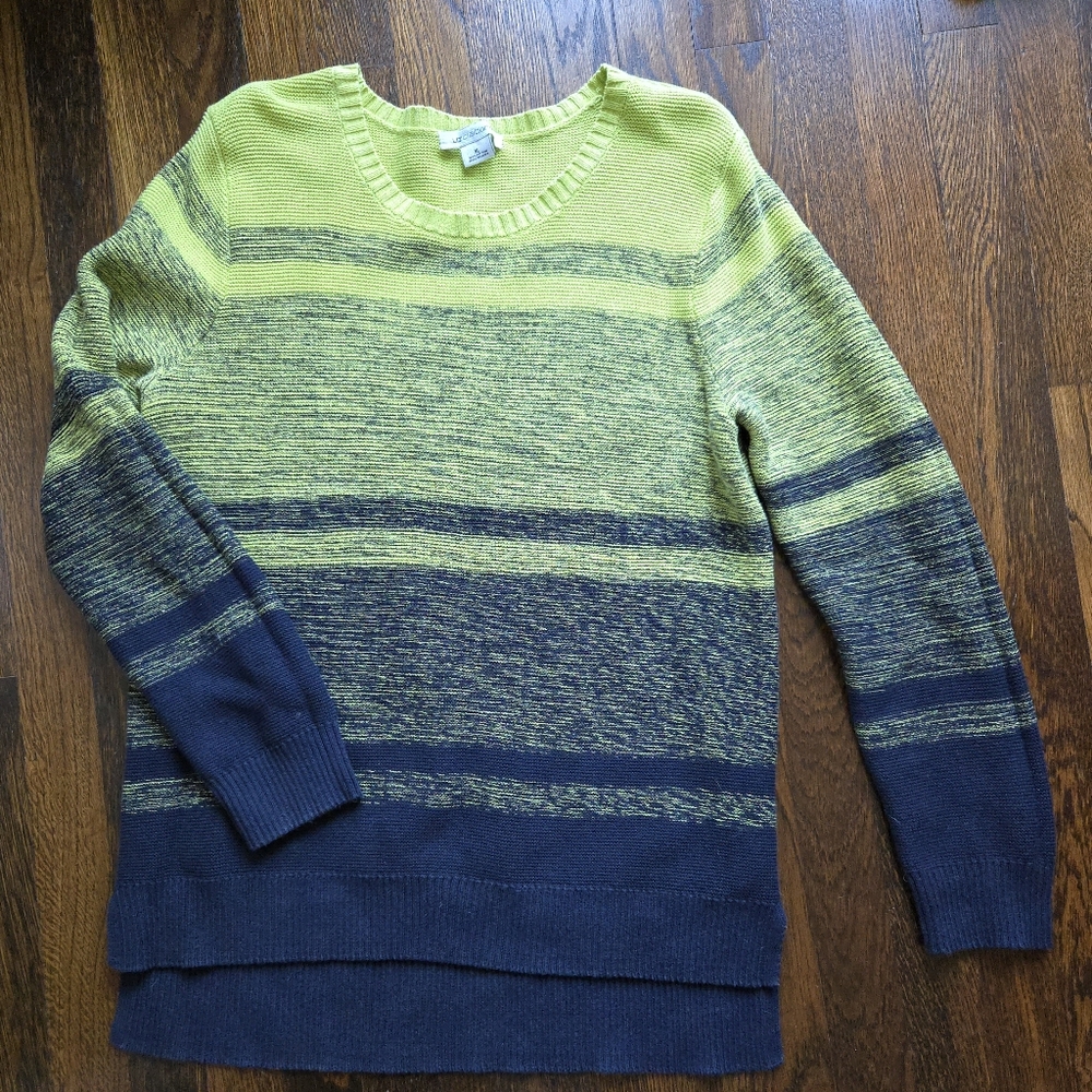 Melange Colorblock Cotton Sweater Liz Claiborne Size XL